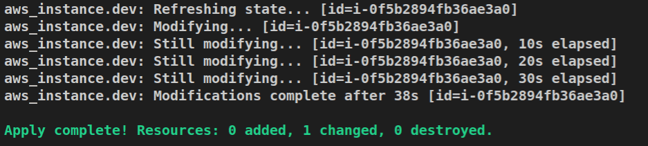 Figura 6 - Alterando a infraestrutura com terraform apply